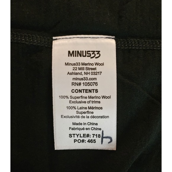 Minus 33 Men's Crew Merino Wool Long Sleeve T Shirt Small Black Lightweight - Picture 5 of 6